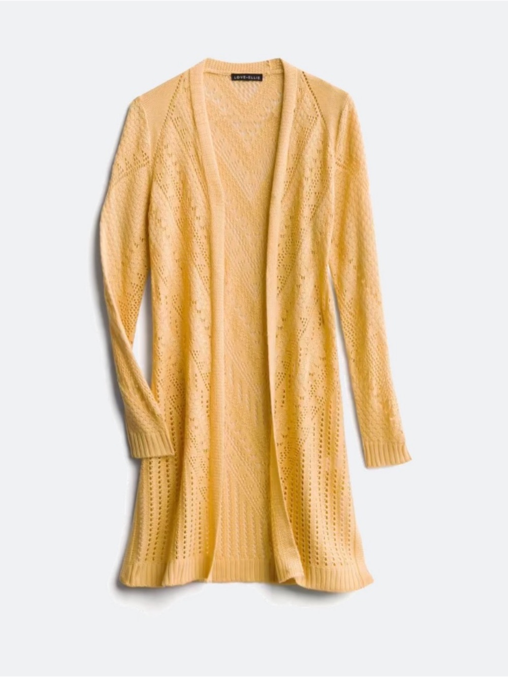 Open-Front Yellow Knit Cardigan